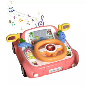 اسباب بازی فرمان ماشین موزیکال صورتی Electric Multifunctional Steering Wheel Toy_اسباب بازی
